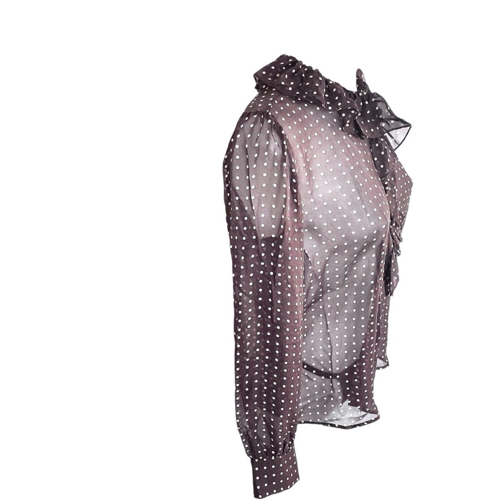 NILI LOTAN
Nicole Espresso Dot Print Silk Blouse Sz Xs - Picture 5 of 16